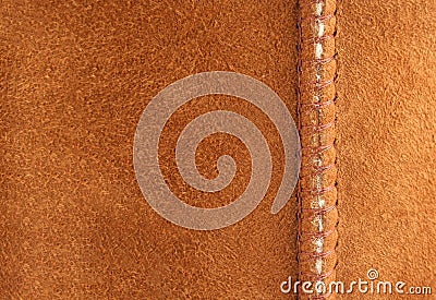 Brown suede background with seam Stock Photo