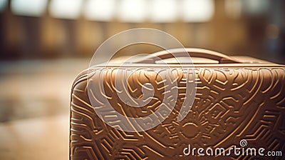 A brown suitcase sitting on a floor, AI Stock Photo