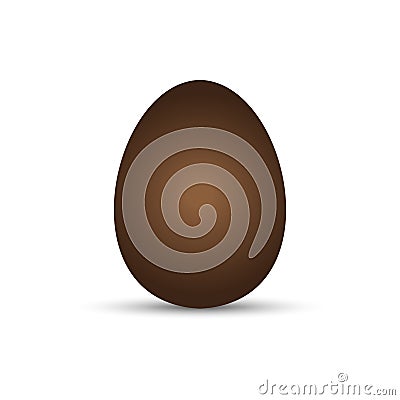 Brown sweet chocolate egg on white background. Vector Illustration