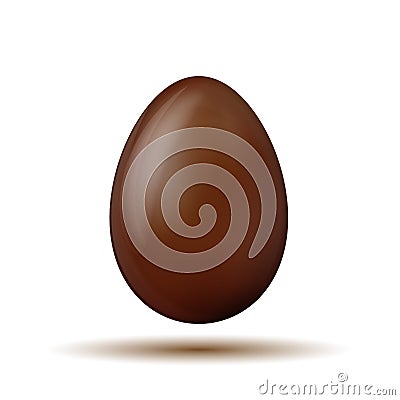 Brown sweet chocolate egg on white background. Vector Illustration