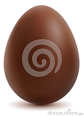 Brown sweet chocolate egg on white background Vector Illustration