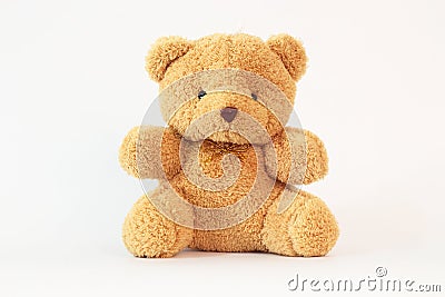 Brown teddy bear on a white background. Stock Photo