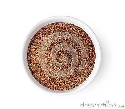 Brown Teff Grain in white bowl isolated on white background Stock Photo