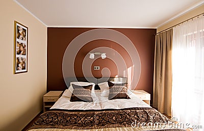 Brown theme bedroom Stock Photo