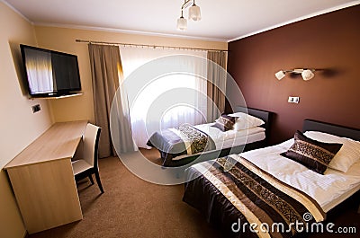 Brown theme bedroom Stock Photo