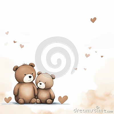 The brown theme has a heart shape and two cute bears on the sides,AI Generated Stock Photo