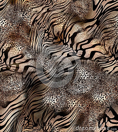 Tiger and leopard skin background Stock Photo