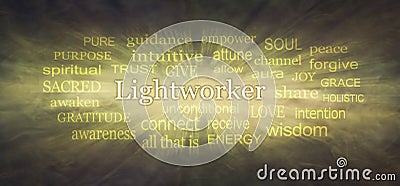 Angelic Golden Lightworker Word Tag Cloud Stock Photo