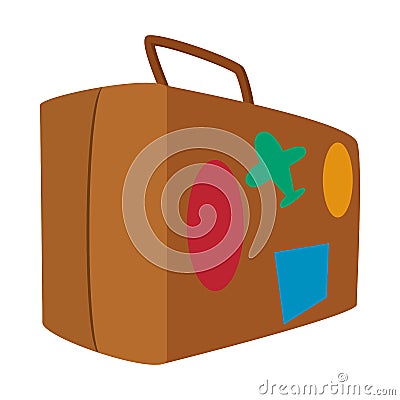 Brown travel suitcase cartoon icon Vector Illustration