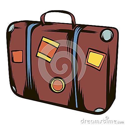 Brown travel suitcase icon cartoon Cartoon Illustration