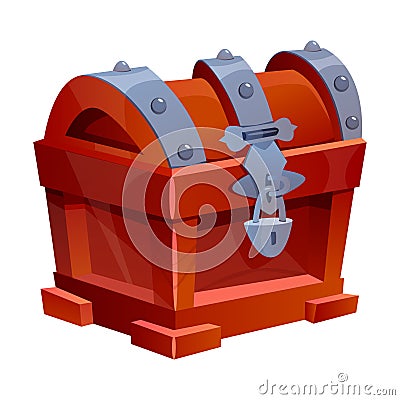 Brown Treasure Chest with Lock as Game Object Vector Illustration Vector Illustration