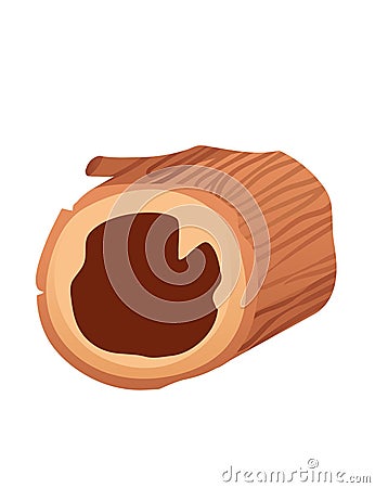 Brown tree hollow trunk vector illustration isolated on white background Vector Illustration