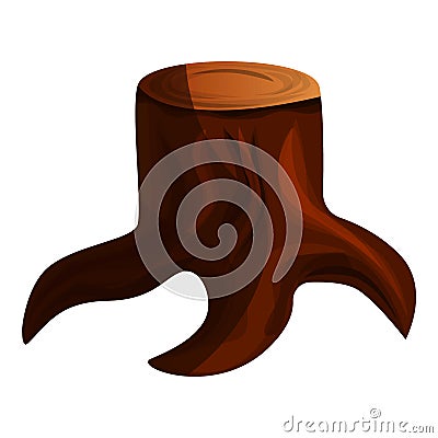 Brown tree stump icon, cartoon style Vector Illustration