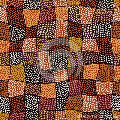 Brown tribal background of random polka dot. Vector Illustration