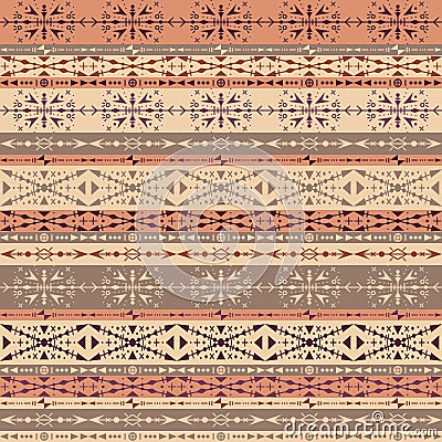 Brown tribal seamless pattern with ethnic ornaments Vector Illustration