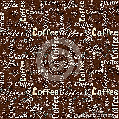 Brown and turquoise coffee pattern Stock Photo