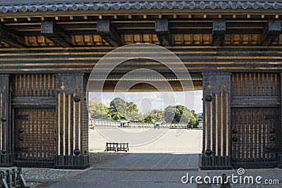 Brown vintage abstract background with detail of Japanese traditional wooden gates Editorial Stock Photo