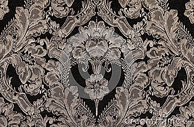 Brown vintage fabric with damask pattern as background Stock Photo