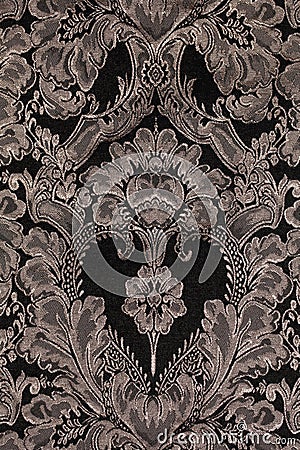 Brown vintage fabric with damask pattern as background Stock Photo