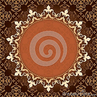 Brown vintage vector background with gold frame Vector Illustration