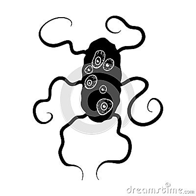 Brown virus icon in black style isolated on white background. Viruses symbol stock vector illustration. Vector Illustration