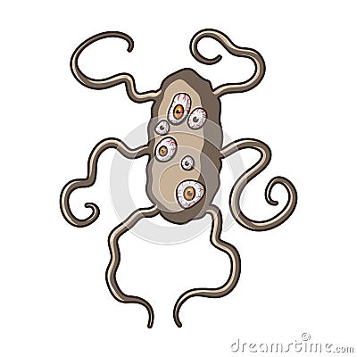 Brown virus icon in cartoon style isolated on white background. Viruses and bacteries symbol stock vector illustration. Vector Illustration