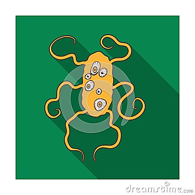 Brown virus icon in flat style isolated on white background. Viruses symbol stock vector illustration. Vector Illustration