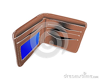 Brown wallet open Vector Illustration