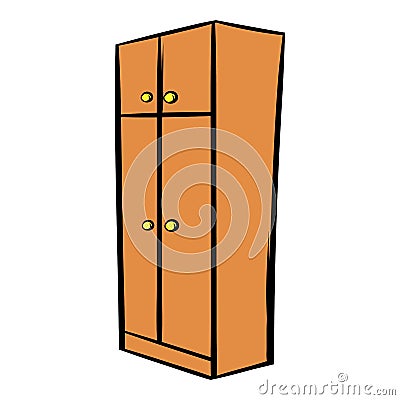 Brown wardrobe icon cartoon Vector Illustration