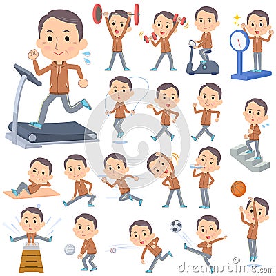 Brown wear Middle aged man Sports & exercise Vector Illustration