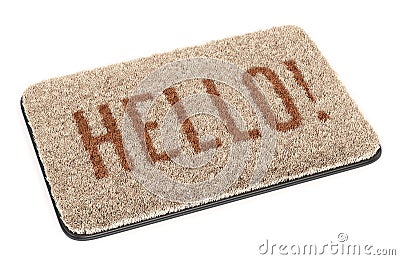 Brown welcome coir doormat isolated on white Cartoon Illustration