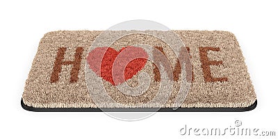 Brown welcome coir doormat isolated on white Cartoon Illustration