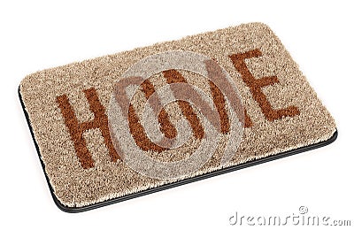 Brown welcome coir doormat isolated on white Cartoon Illustration