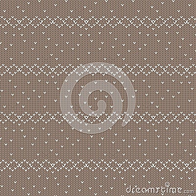 brown and white diamond row with spot knitting pattern background Vector Illustration