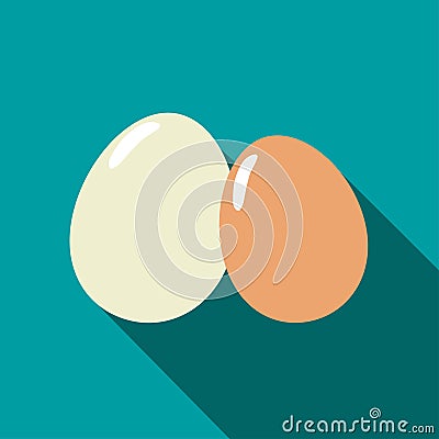 Brown and white eggs. Flat icon. Vector Illustration