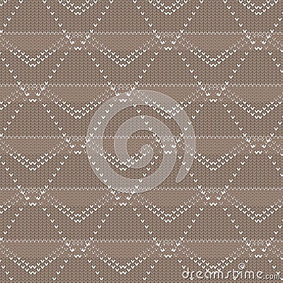 brown and white polygon and diamond shape dot line knitting pattern background Vector Illustration