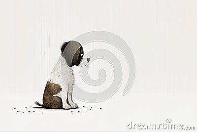 Brown and white puppy dog cartoon isolated on background in a minimalist style Cartoon Illustration