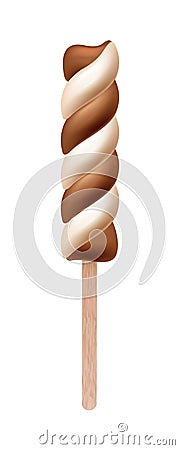 Brown and white spiral candy. Chocolate - vanilla Vector Illustration