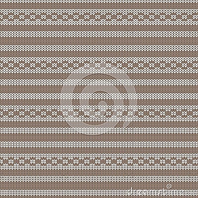 Brown and white striped with circle loop striped knitting patter Vector Illustration