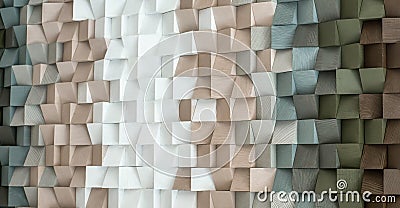 Brown and white wood block wall cubic texture background Stock Photo