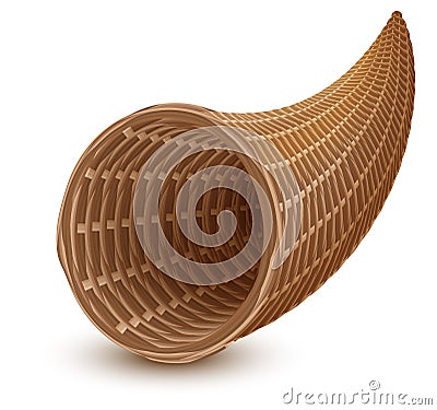 Brown wicker empty cornucopia basket Vector Illustration