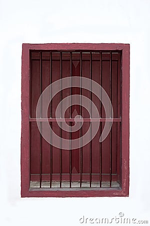 Brown Window and window grilles of the temple Stock Photo