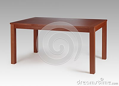 Brown wood dining table Stock Photo