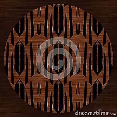 Brown wood effect decorative inlay texture. Seamless engraved oriental hardwood style pattern. Ornamental grain all over Stock Photo