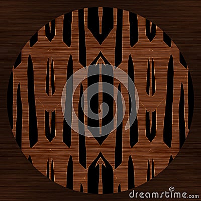 Brown wood effect decorative inlay texture. Seamless engraved oriental hardwood style pattern. Ornamental grain all over Stock Photo