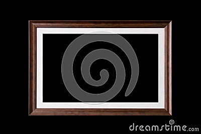 Brown wood frame isolate on black background Stock Photo