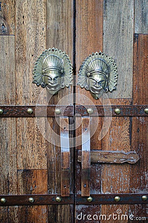 Brown wood old door Stock Photo