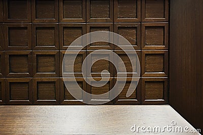 Brown wooden background with struÑture of cell Stock Photo