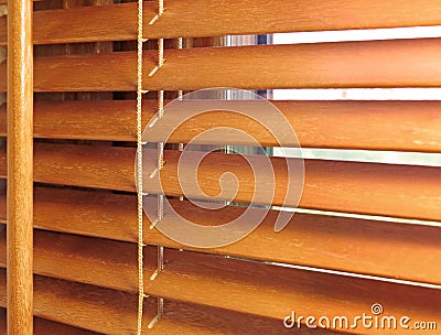 Brown wooden blinds Stock Photo