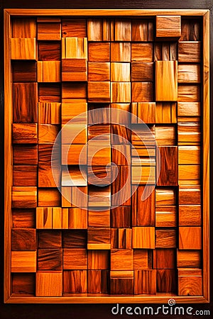 Brown wooden design sqaure pattern small and big, Stock Photo